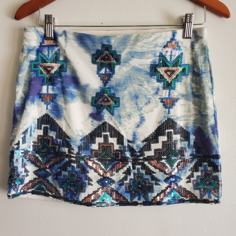 Express Aztec sequin mini skirt size small.